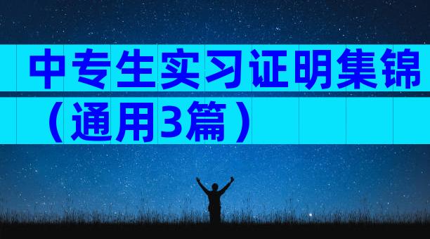 中专生实习证明集锦（通用3篇）
