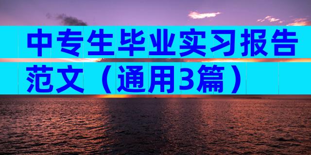 中专生毕业实习报告范文（通用3篇）