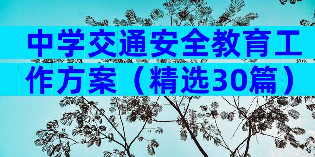 中学交通安全教育工作方案（精选30篇）