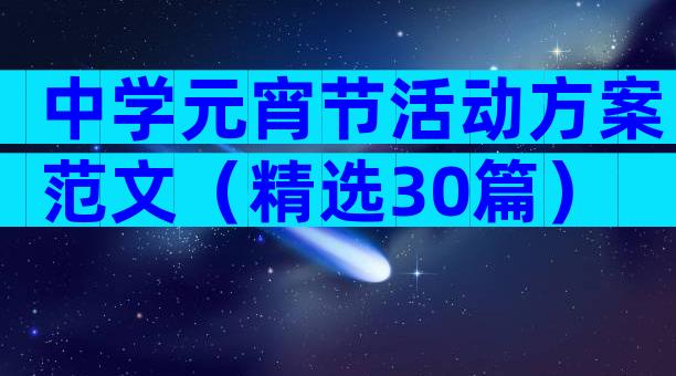 中学元宵节活动方案范文（精选30篇）