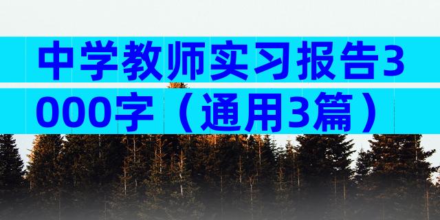 中学教师实习报告3000字（通用3篇）