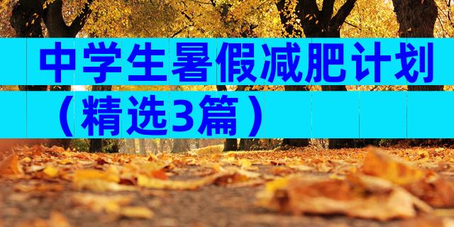 中学生暑假减肥计划（精选3篇）