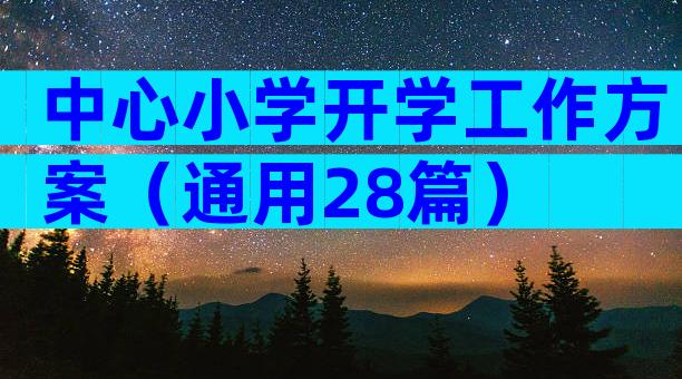 中心小学开学工作方案（通用28篇）