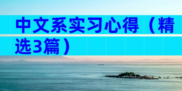 中文系实习心得（精选3篇）