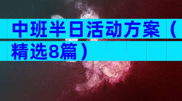 中班半日活动方案（精选8篇）
