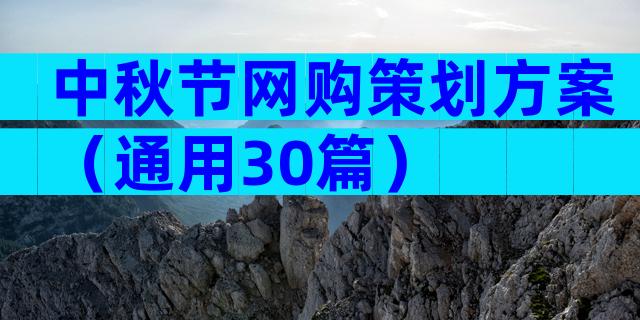 中秋节网购策划方案（通用30篇）