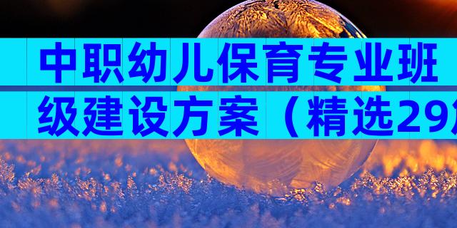 中职幼儿保育专业班级建设方案（精选29篇）