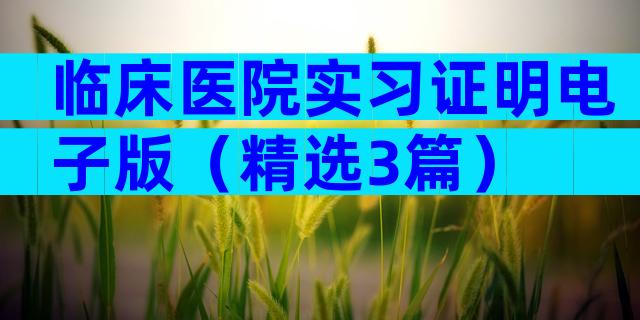 临床医院实习证明电子版（精选3篇）