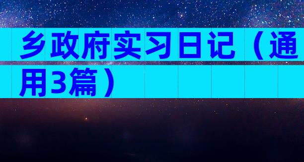 乡政府实习日记（通用3篇）