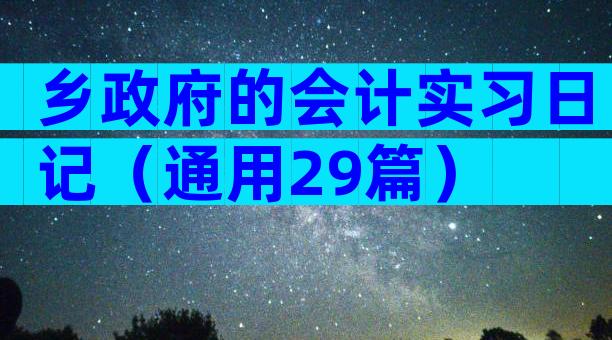 乡政府的会计实习日记（通用29篇）