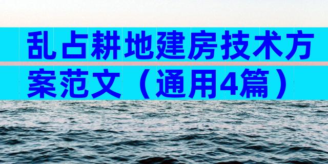 乱占耕地建房技术方案范文（通用4篇）
