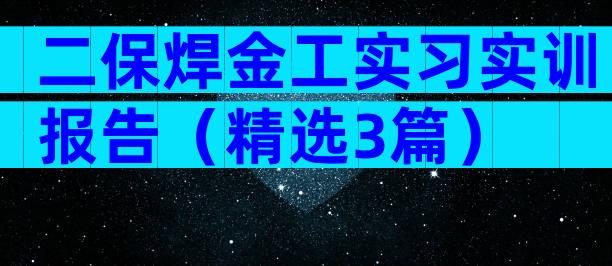 二保焊金工实习实训报告（精选3篇）