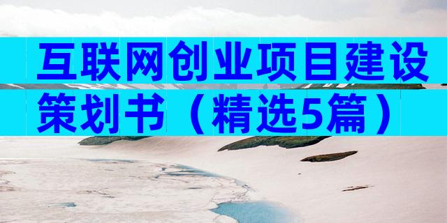 互联网创业项目建设策划书（精选5篇）
