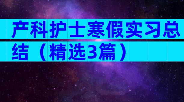 产科护士寒假实习总结（精选3篇）