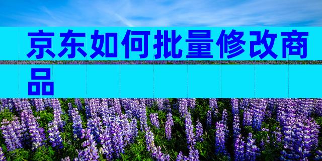京东如何批量修改商品