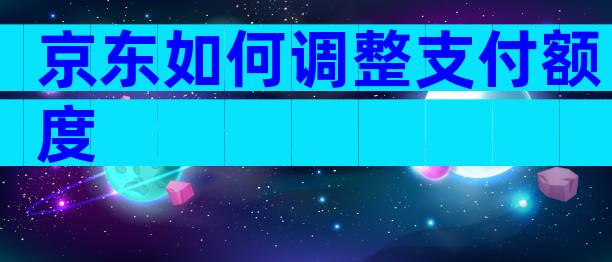 京东如何调整支付额度