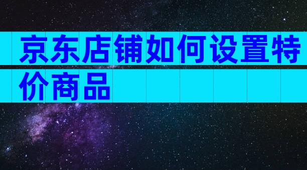 京东店铺如何设置特价商品