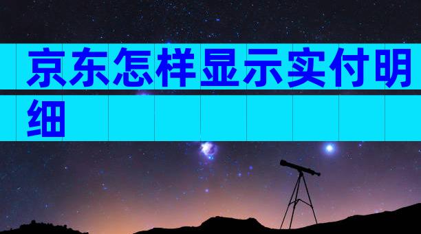 京东怎样显示实付明细
