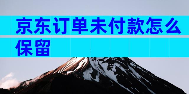 京东订单未付款怎么保留