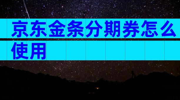 京东金条分期券怎么使用