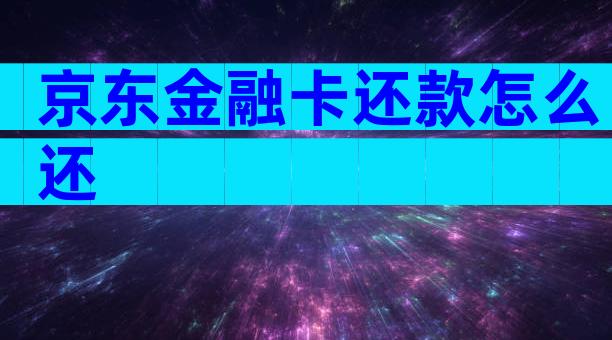 京东金融卡还款怎么还
