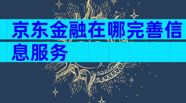 京东金融在哪完善信息服务