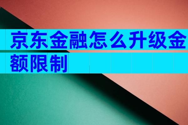 京东金融怎么升级金额限制