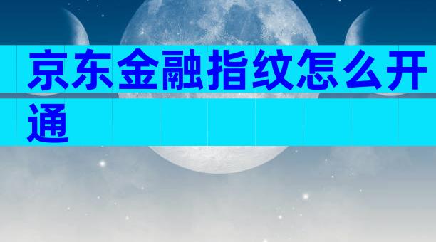 京东金融指纹怎么开通
