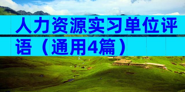 人力资源实习单位评语（通用4篇）