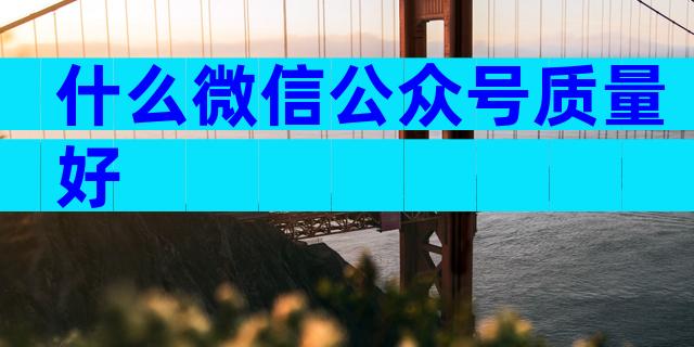 什么微信公众号质量好