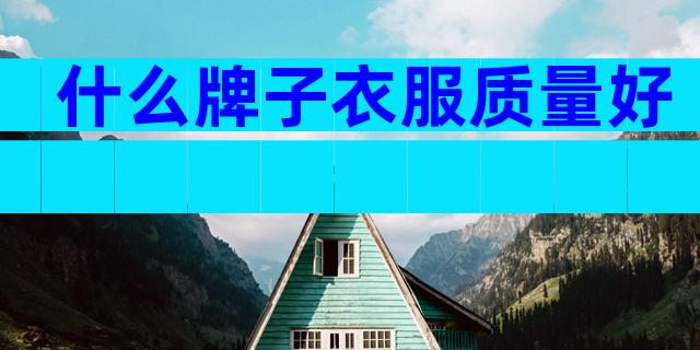什么牌子衣服质量好