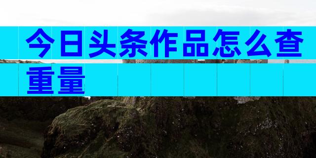 今日头条作品怎么查重量