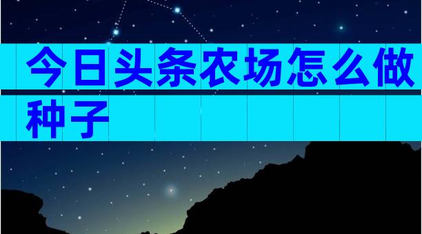 今日头条农场怎么做种子