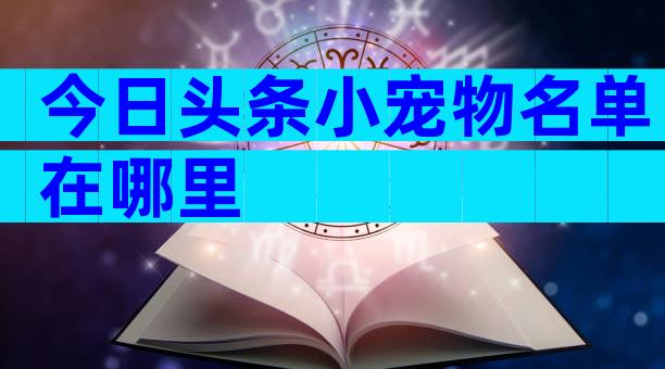 今日头条小宠物名单在哪里