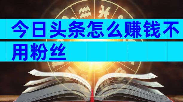 今日头条怎么赚钱不用粉丝