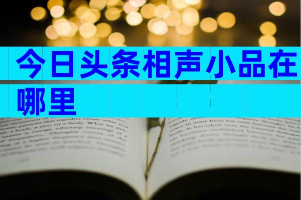 今日头条相声小品在哪里