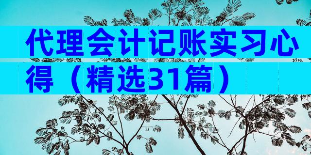 代理会计记账实习心得（精选31篇）