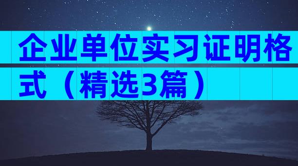 企业单位实习证明格式（精选3篇）