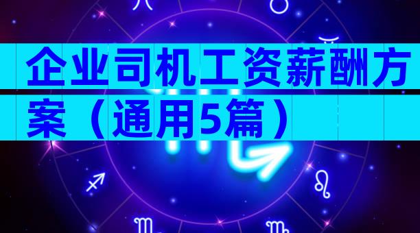 企业司机工资薪酬方案（通用5篇）