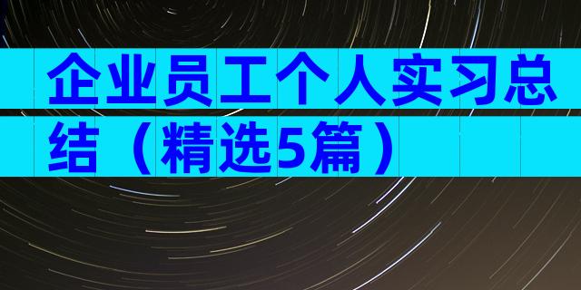 企业员工个人实习总结（精选5篇）