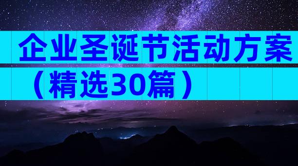 企业圣诞节活动方案（精选30篇）