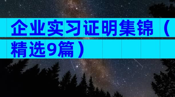 企业实习证明集锦（精选9篇）
