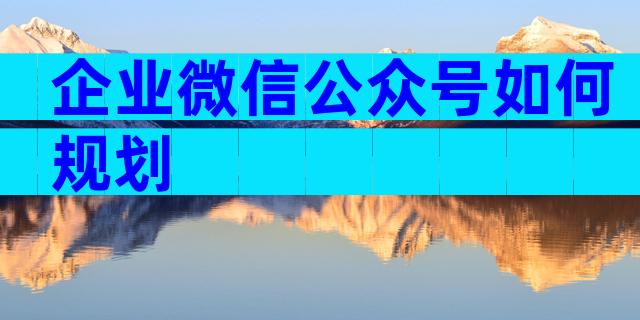企业微信公众号如何规划