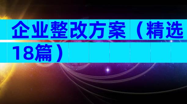 企业整改方案（精选18篇）