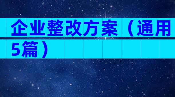 企业整改方案（通用5篇）