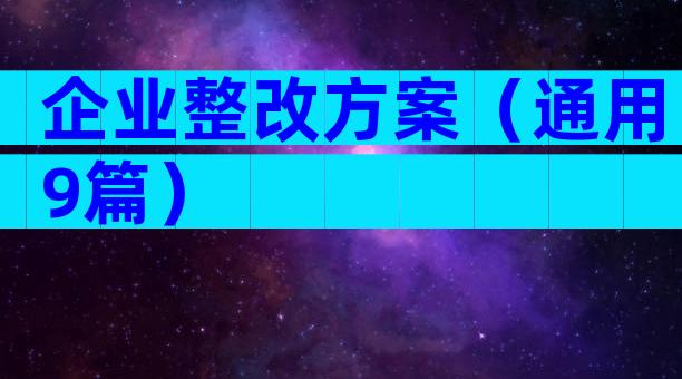 企业整改方案（通用9篇）