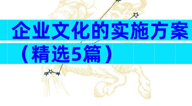企业文化的实施方案（精选5篇）