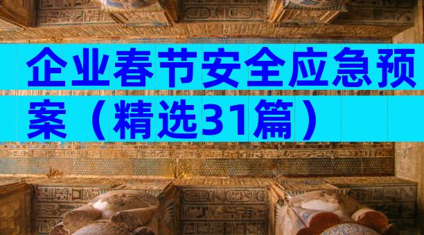 企业春节安全应急预案（精选31篇）