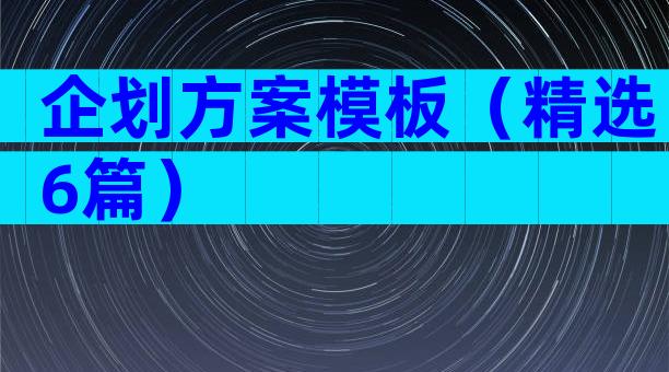 企划方案模板（精选6篇）