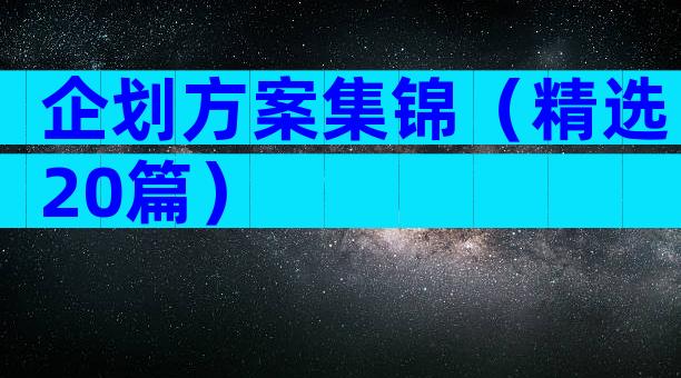 企划方案集锦（精选20篇）